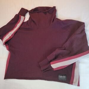 Calvin Klein Performance Womens Cropped Crop Top Sweatshirt Medium Maroon Logo